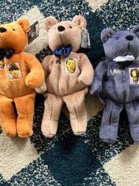 Three Stooges Bean bag bear set of THREE Larry Moe & Curly